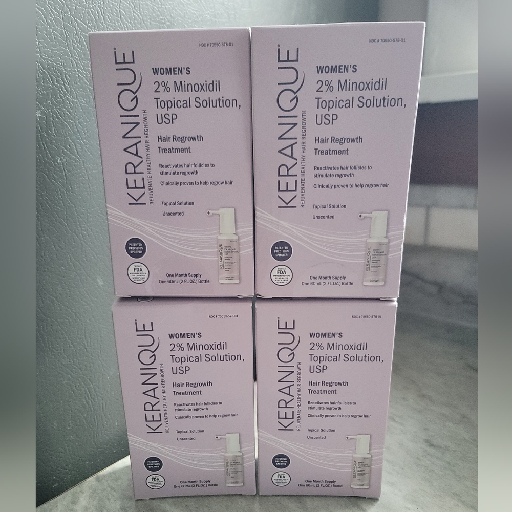 NEW Unopened LOT 4 Keranique Hair Growth Treatment 2% Minoxidil Topical Solution